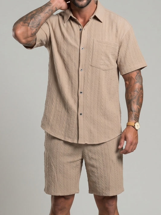 KZZ Five-quarter sleeve cardigan and shorts