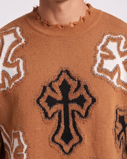 KZZ Men's Dark Street Style Crew Neck Sweater