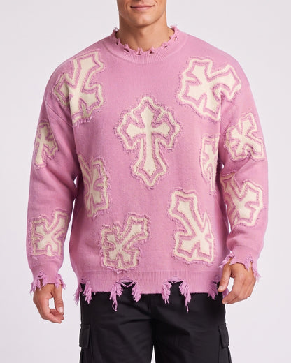 KZZ Men's Dark Street Style Crew Neck Sweater