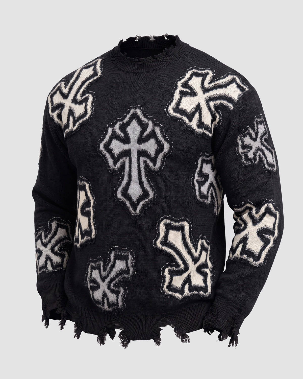 KZZ Men's Dark Street Style Crew Neck Sweater