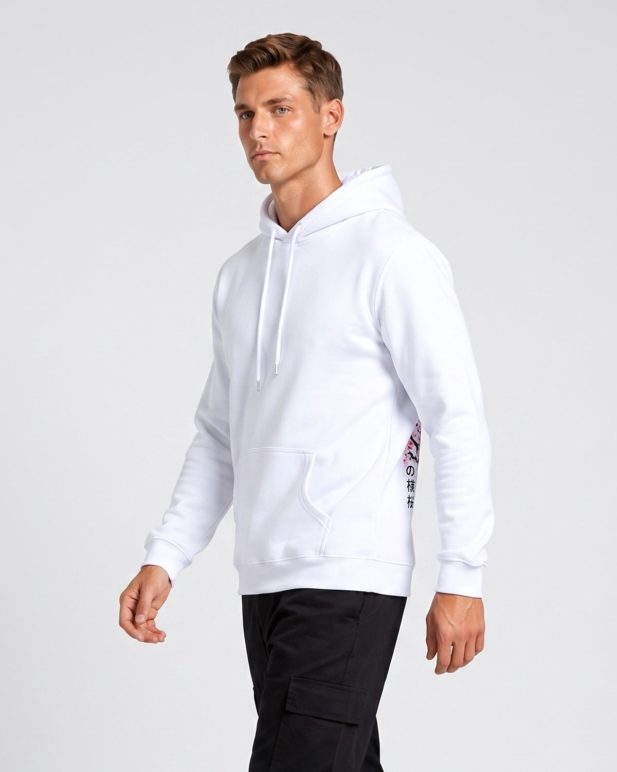 KZZ Men's Printed Drop-Shoulder Hoodie