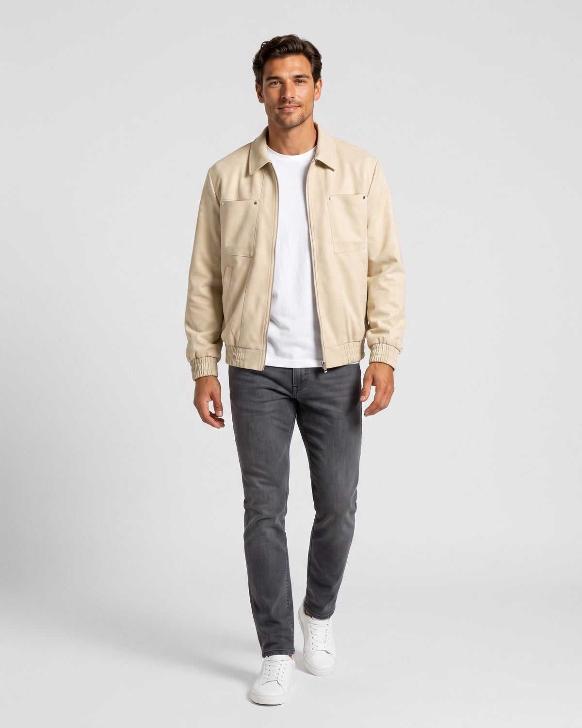 KZZ Loose-fit casual long-sleeve collared zip-up jacket