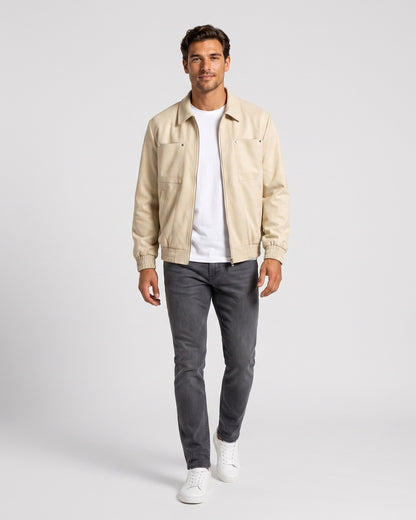 KZZ Loose-fit casual long-sleeve collared zip-up jacket