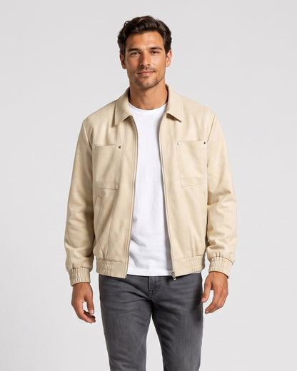 KZZ Loose-fit casual long-sleeve collared zip-up jacket