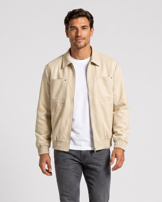 KZZ Loose-fit casual long-sleeve collared zip-up jacket