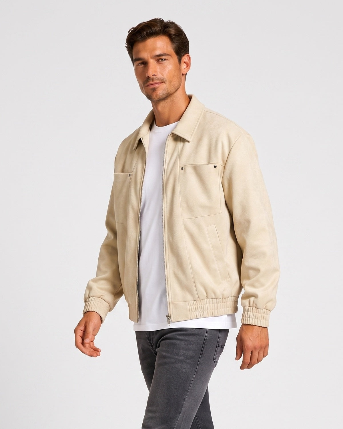 KZZ Loose-fit casual long-sleeve collared zip-up jacket