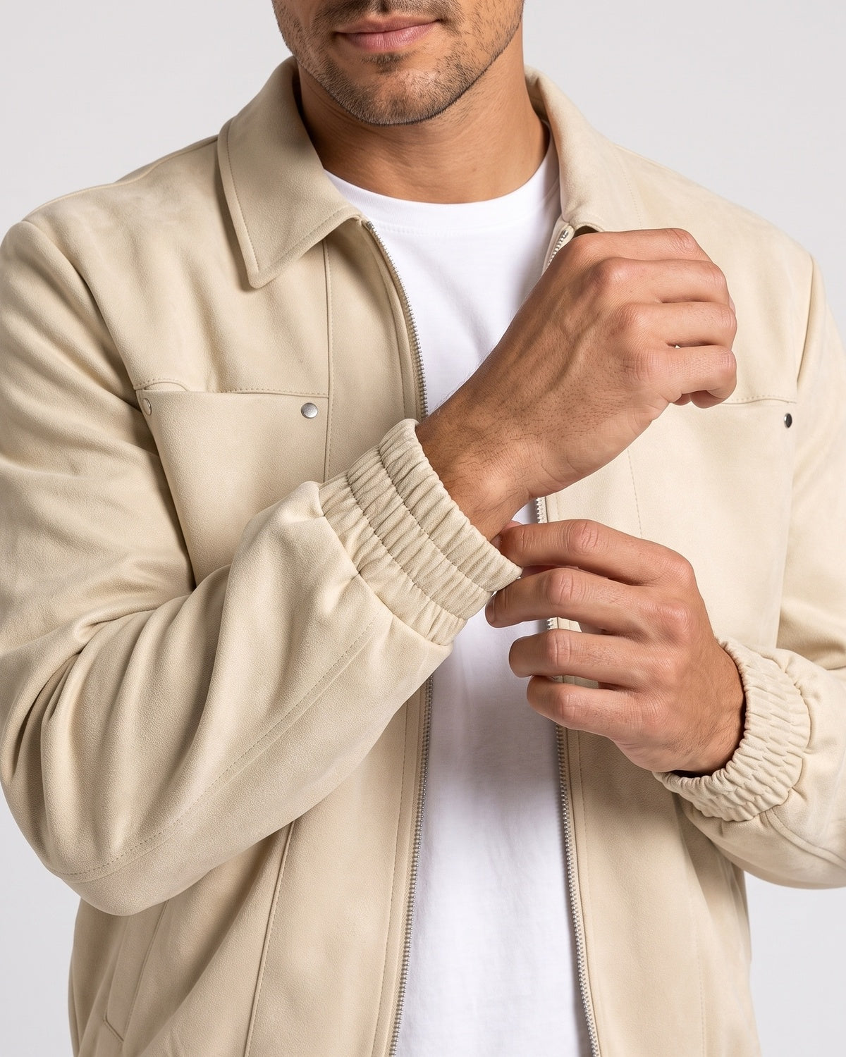 KZZ Loose-fit casual long-sleeve collared zip-up jacket
