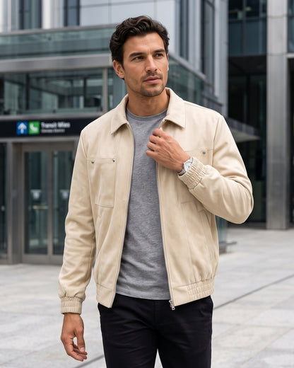 KZZ Loose-fit casual long-sleeve collared zip-up jacket