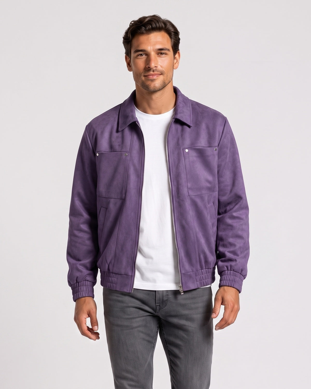 KZZ Loose-fit casual long-sleeve collared zip-up jacket