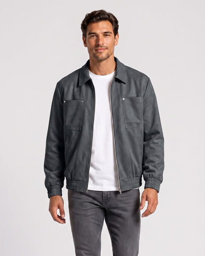 KZZ Loose-fit casual long-sleeve collared zip-up jacket