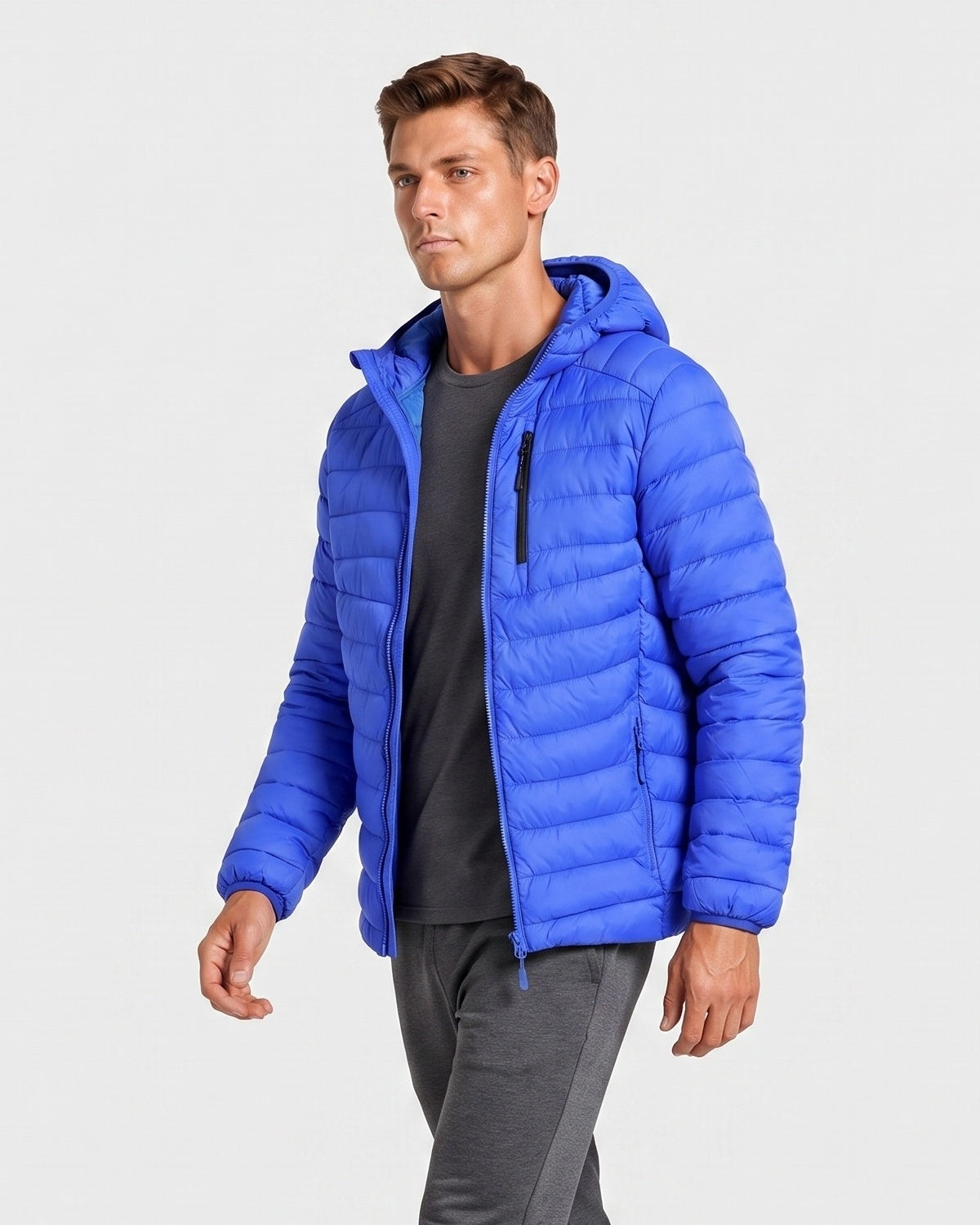 KZZ Men's Classic Hooded Padded Jacket