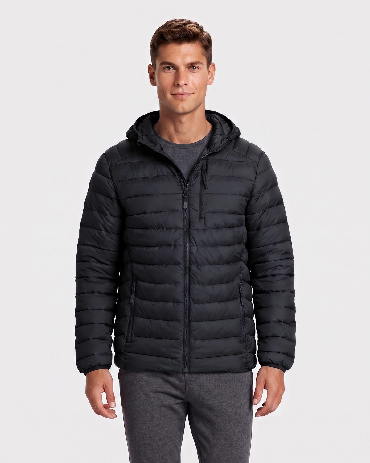 KZZ Men's Classic Hooded Padded Jacket