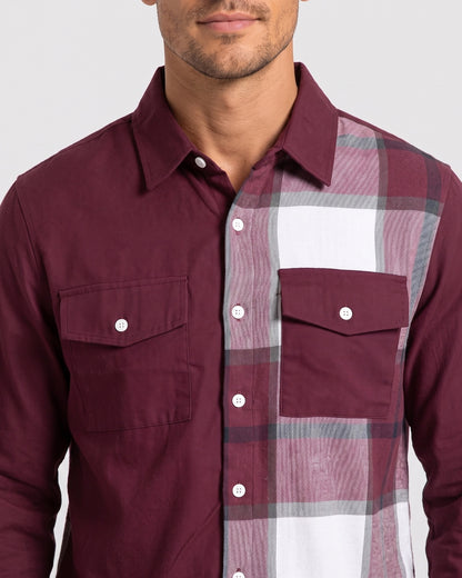KZZ Men's Plaid Print Button-Down Shirt and Trousers