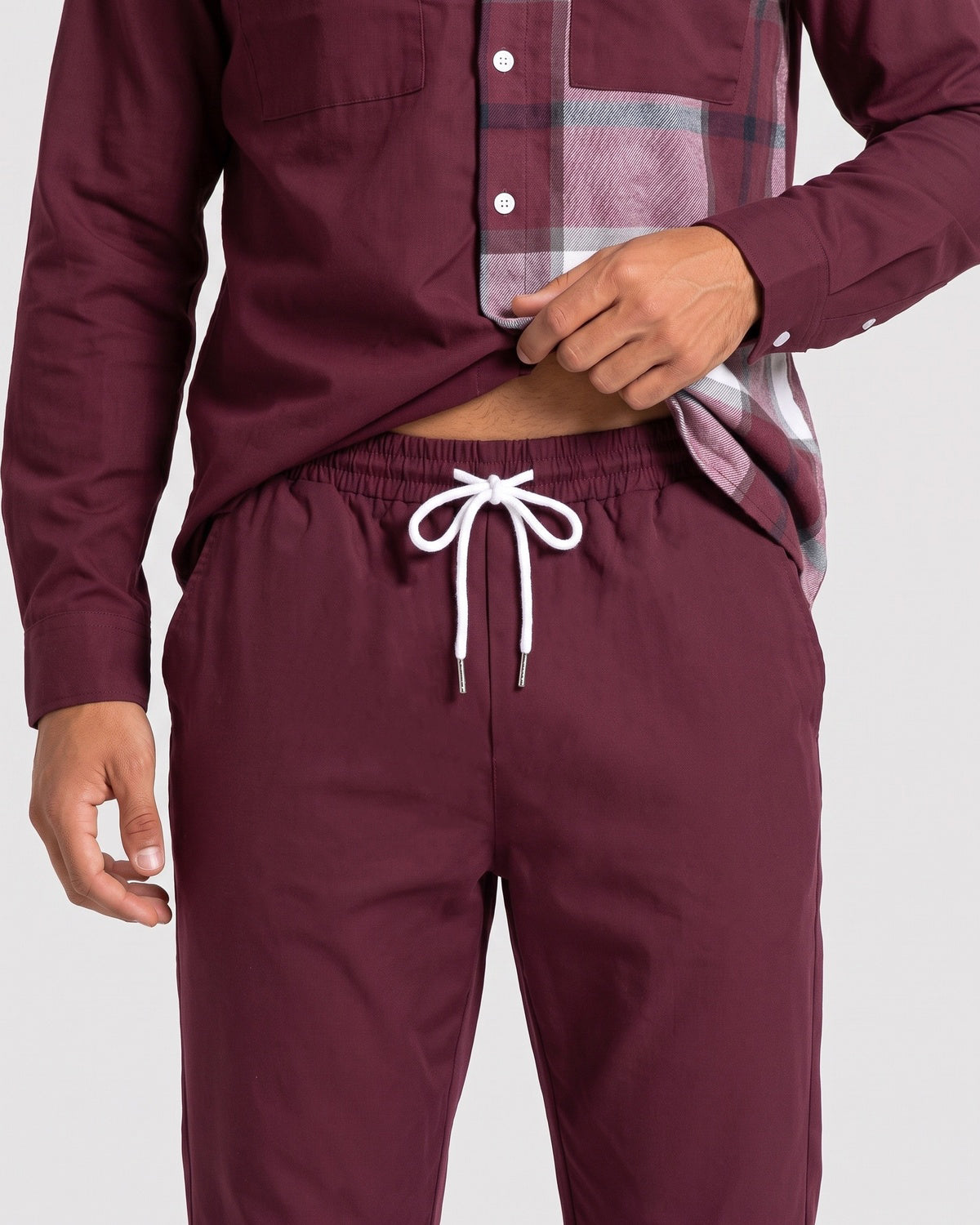 KZZ Men's Plaid Print Button-Down Shirt and Trousers