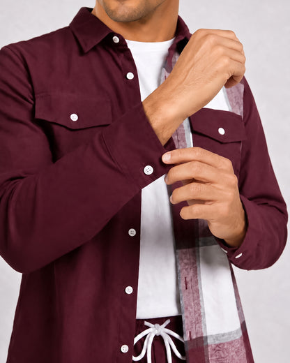 KZZ Men's Plaid Print Button-Down Shirt and Trousers
