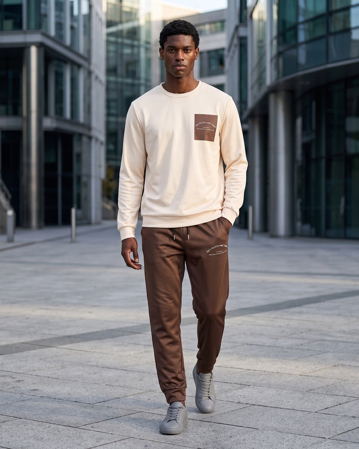 KZZ Crew-neck long-sleeve pullover and elastic-waist trousers
