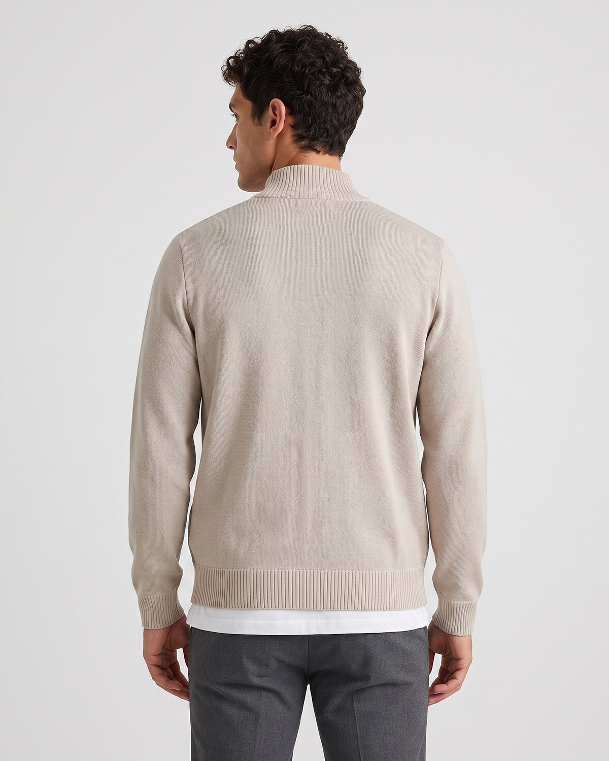 KZZ Men's Geometric Print Zip-Up Cable-Knit Cardigan
