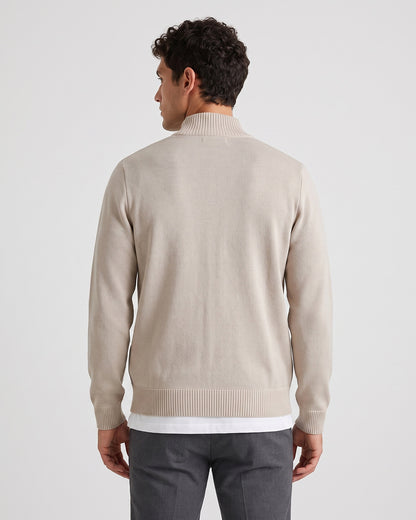 KZZ Men's Geometric Print Zip-Up Cable-Knit Cardigan