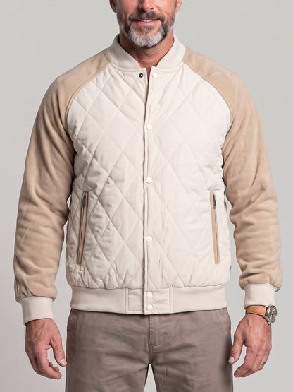 KZZ Men's Solid-Color Raglan-Sleeve Button-Front Thickened Jacket