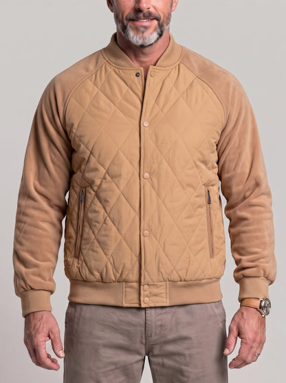 KZZ Men's Solid-Color Raglan-Sleeve Button-Front Thickened Jacket