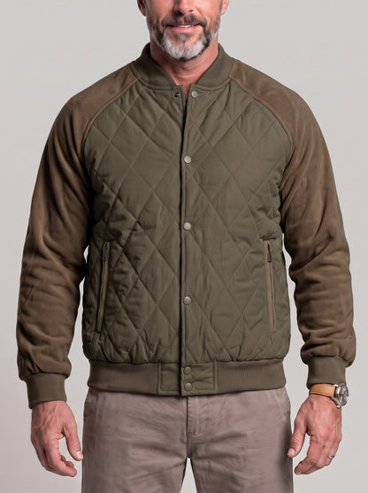 KZZ Men's Solid-Color Raglan-Sleeve Button-Front Thickened Jacket