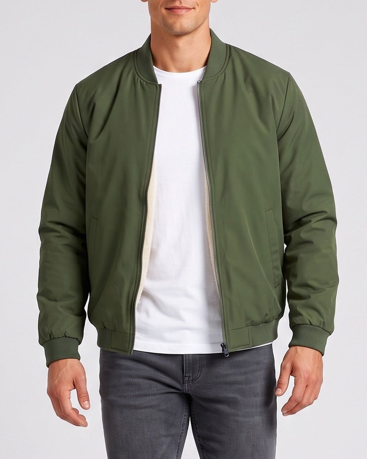 KZZ Men's solid color zip-up turtleneck warm coat
