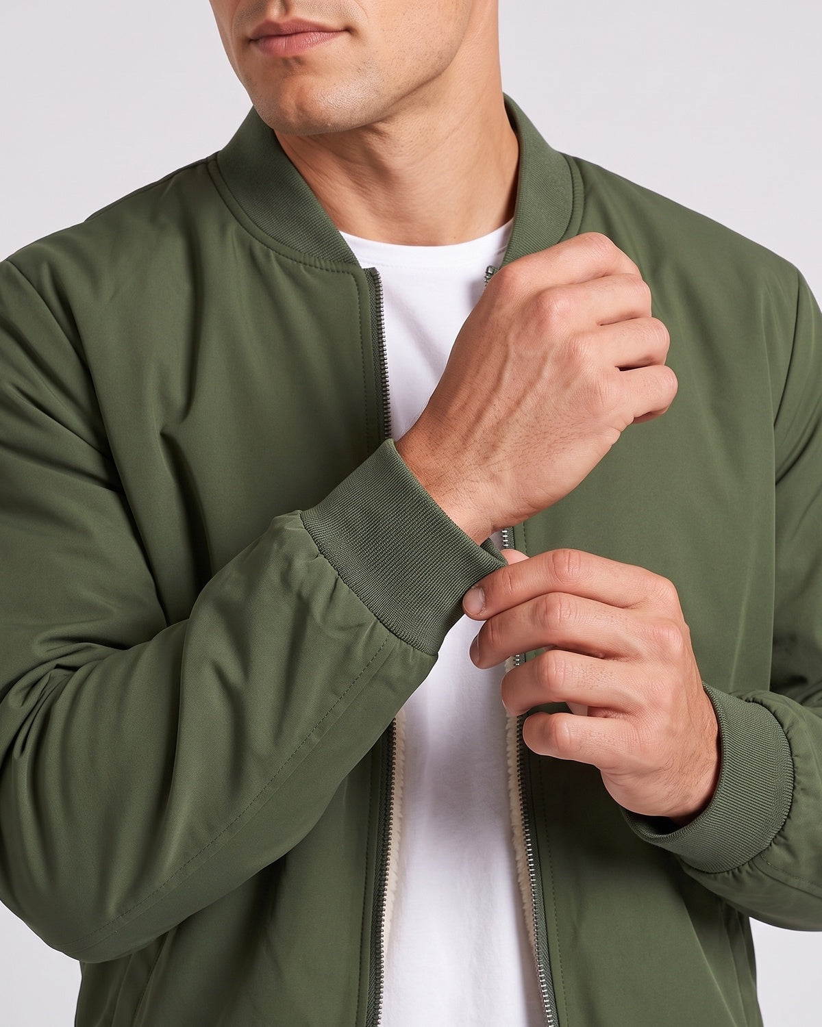 KZZ Men's solid color zip-up turtleneck warm coat