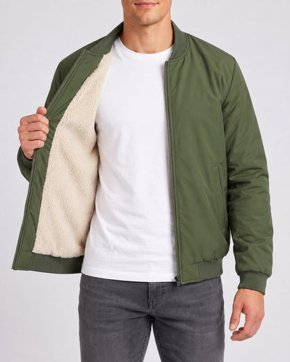 KZZ Men's solid color zip-up turtleneck warm coat