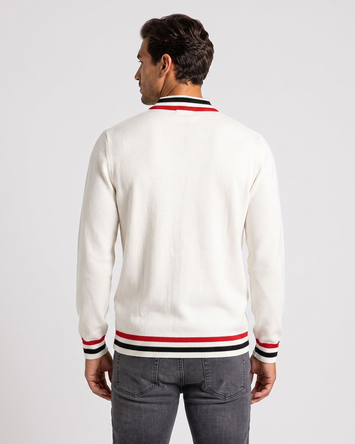 KZZ Men's Striped-Trim Half-Zip Sweater