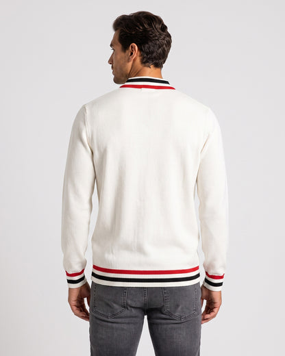 KZZ Men's Striped-Trim Half-Zip Sweater