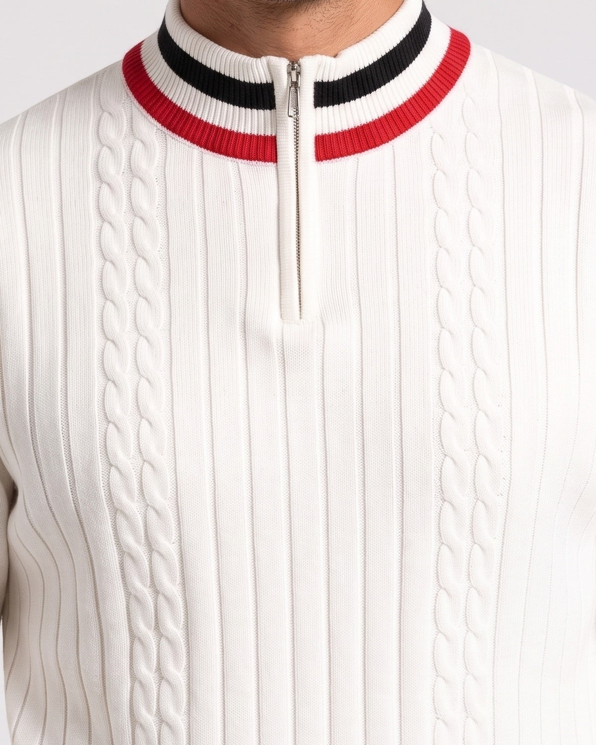 KZZ Men's Striped-Trim Half-Zip Sweater
