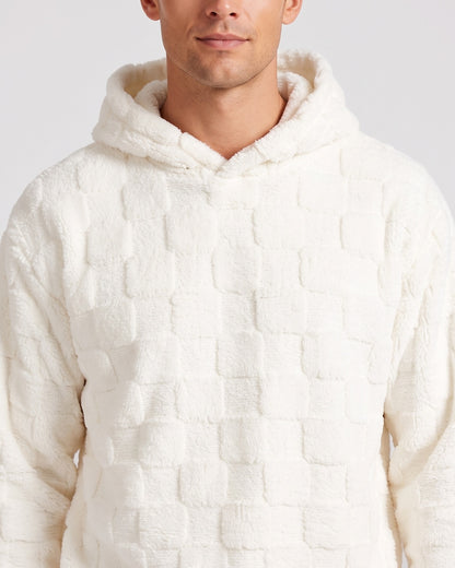 KZZ Fleece-lined letter-embroidered hoodie and elastic-waist trousers