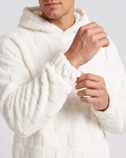 KZZ Fleece-lined letter-embroidered hoodie and elastic-waist trousers