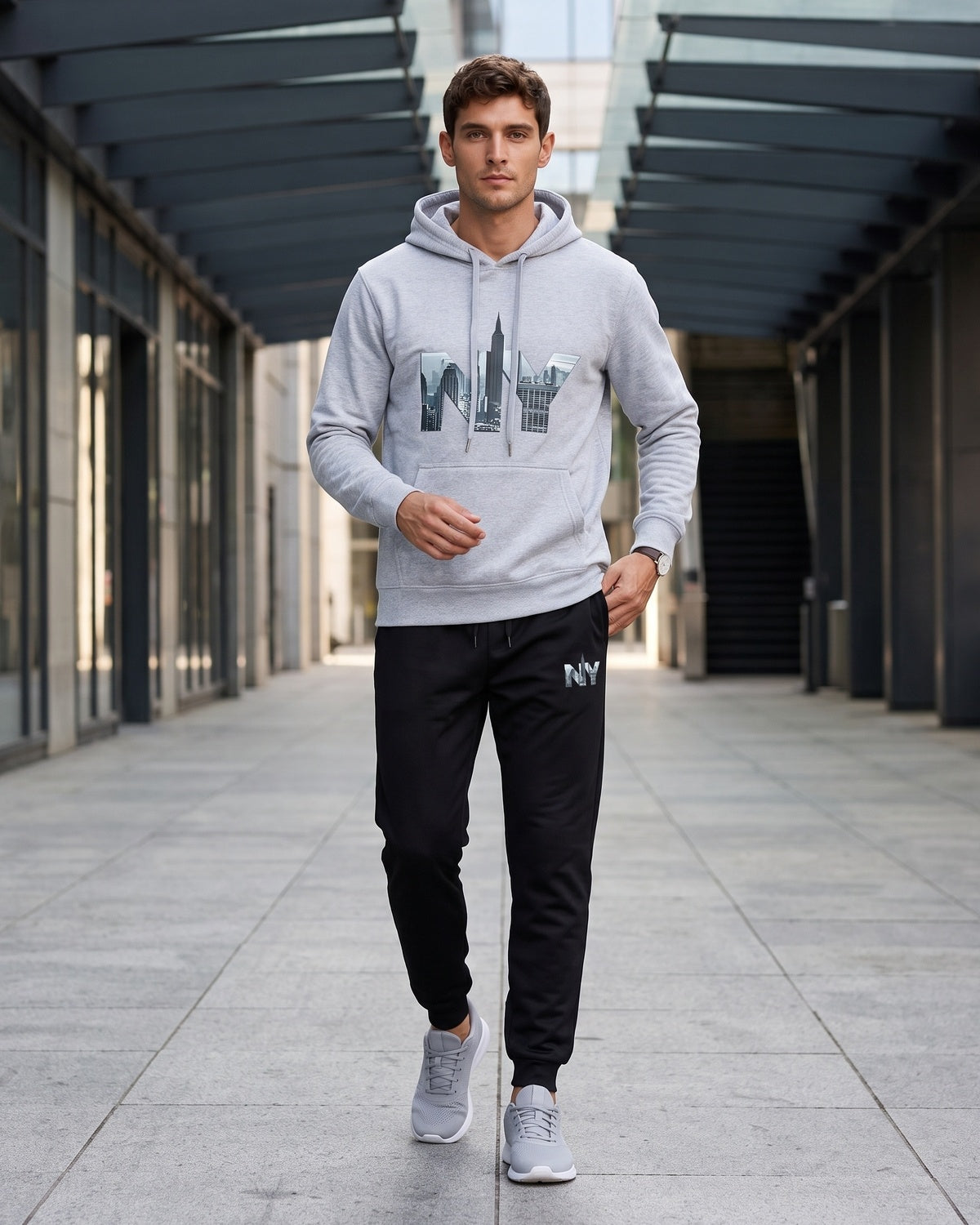 KZZ Men's Letter-Print Hoodie and Joggers