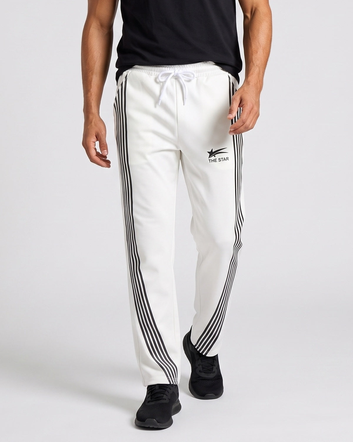 KZZ Men's Side-Stripe Sweatpants with Drawstring Waist