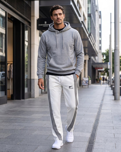 KZZ Men's Side-Stripe Sweatpants with Drawstring Waist