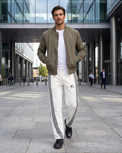 KZZ Men's Side-Stripe Sweatpants with Drawstring Waist