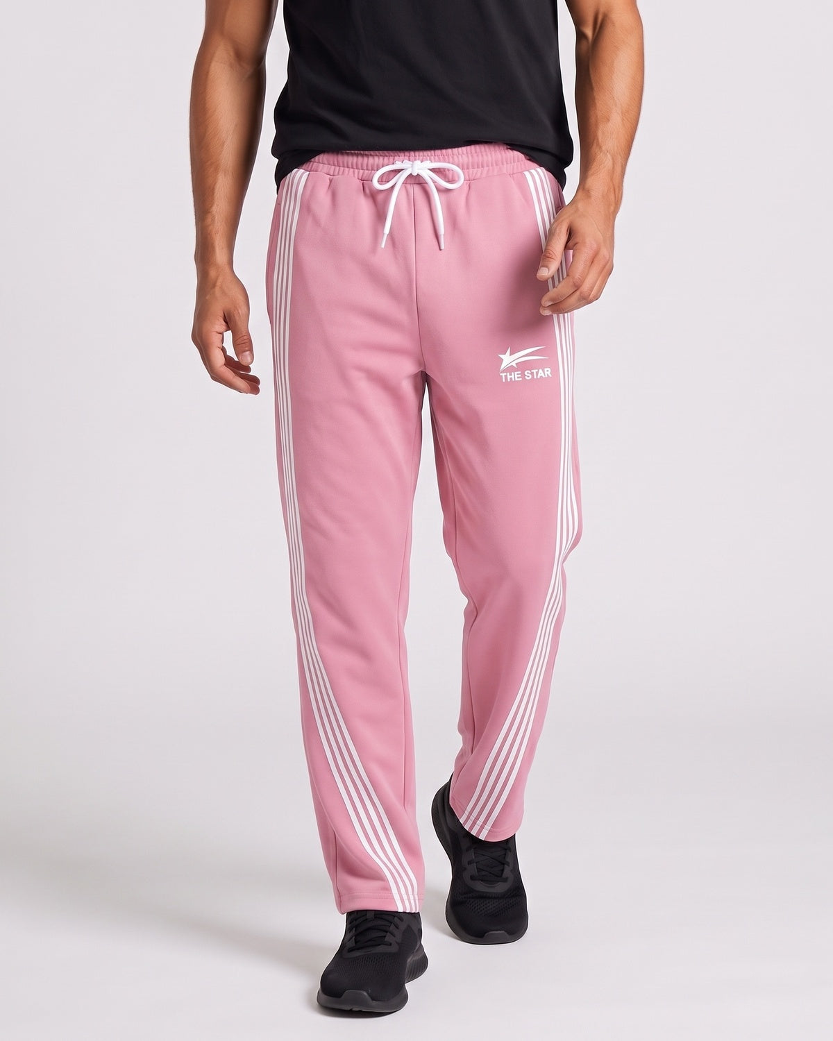 KZZ Men's Side-Stripe Sweatpants with Drawstring Waist