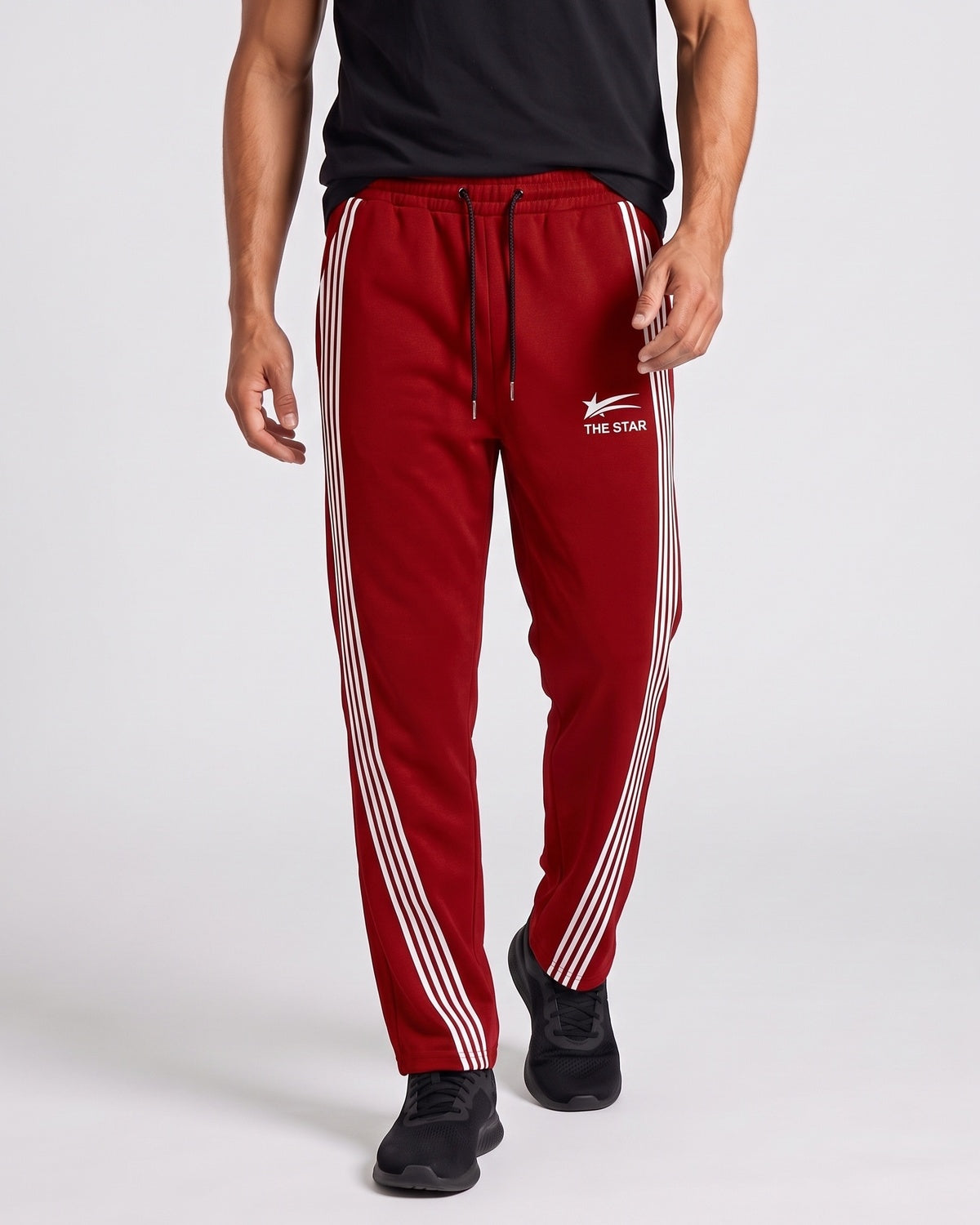 KZZ Men's Side-Stripe Sweatpants with Drawstring Waist