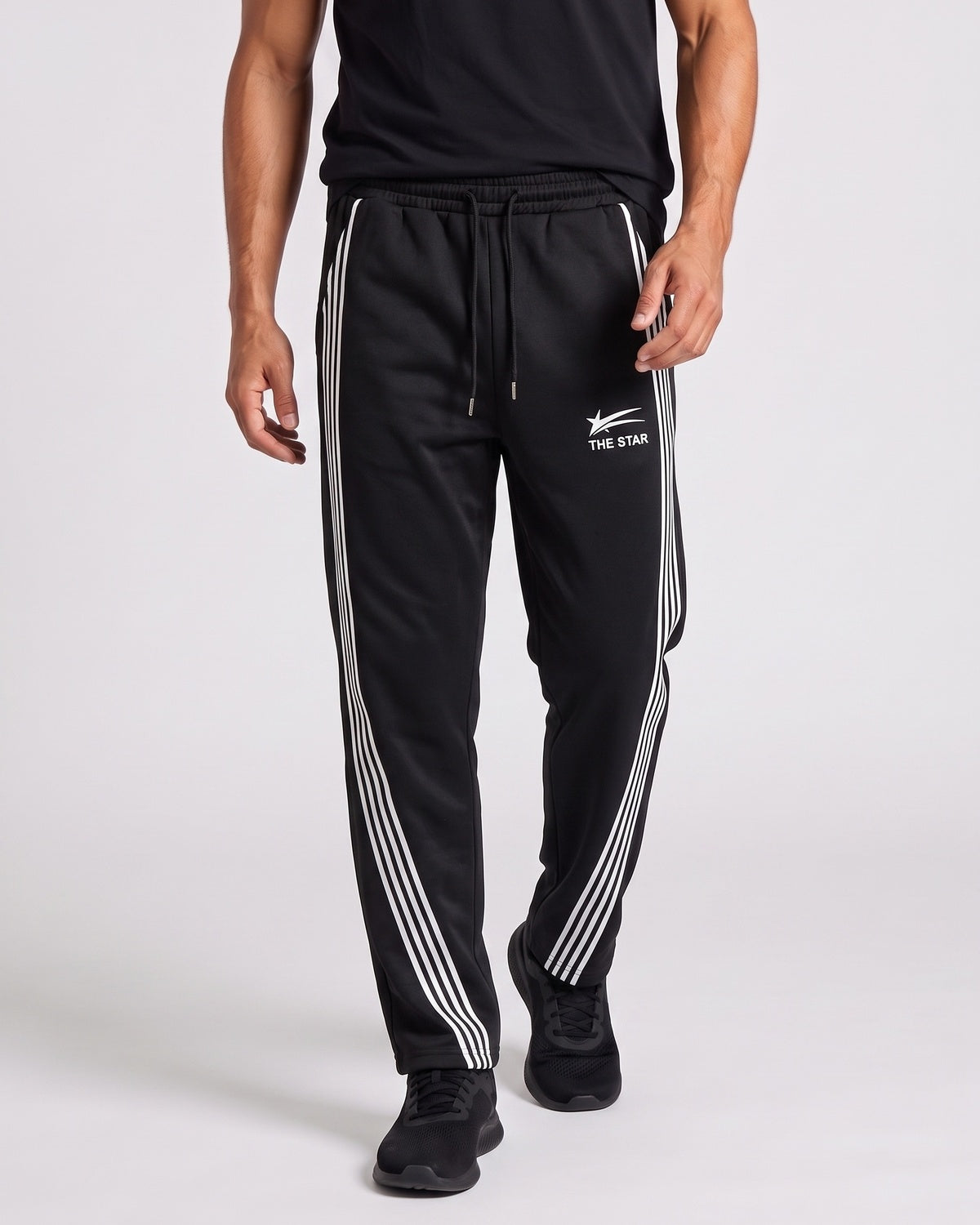 KZZ Men's Side-Stripe Sweatpants with Drawstring Waist