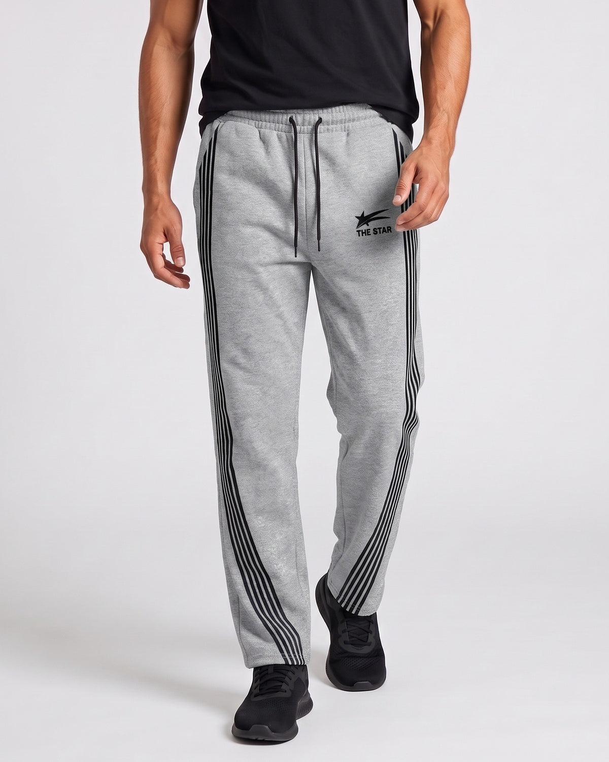 KZZ Men's Side-Stripe Sweatpants with Drawstring Waist