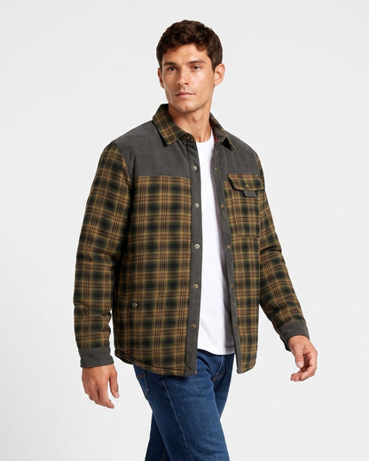 KZZ Men's Plaid Shirt Jacket