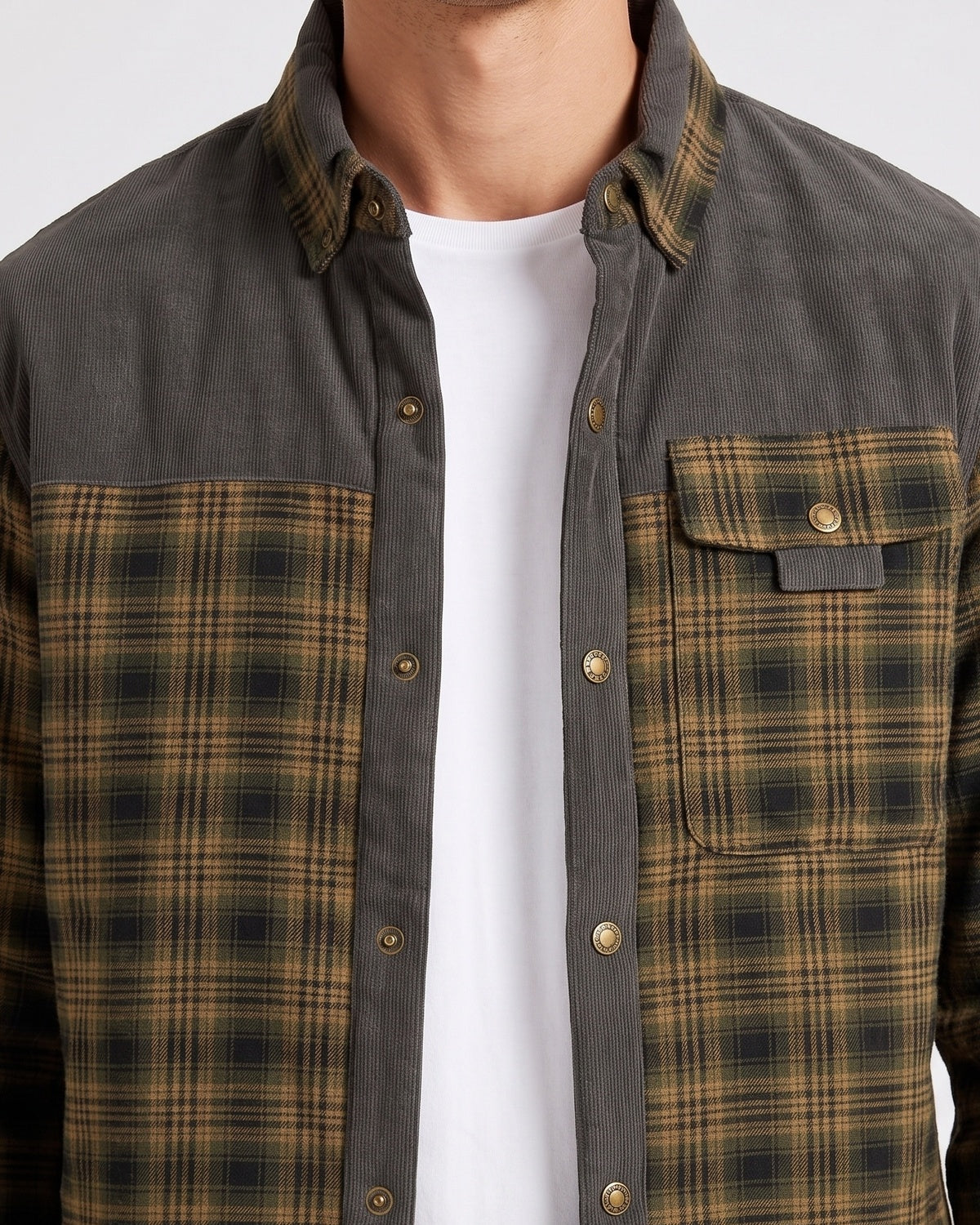 KZZ Men's Plaid Shirt Jacket