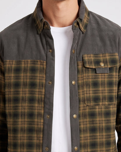 KZZ Men's Plaid Shirt Jacket