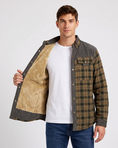 KZZ Men's Plaid Shirt Jacket