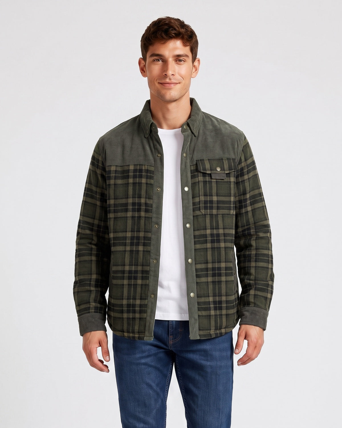 KZZ Men's Plaid Shirt Jacket