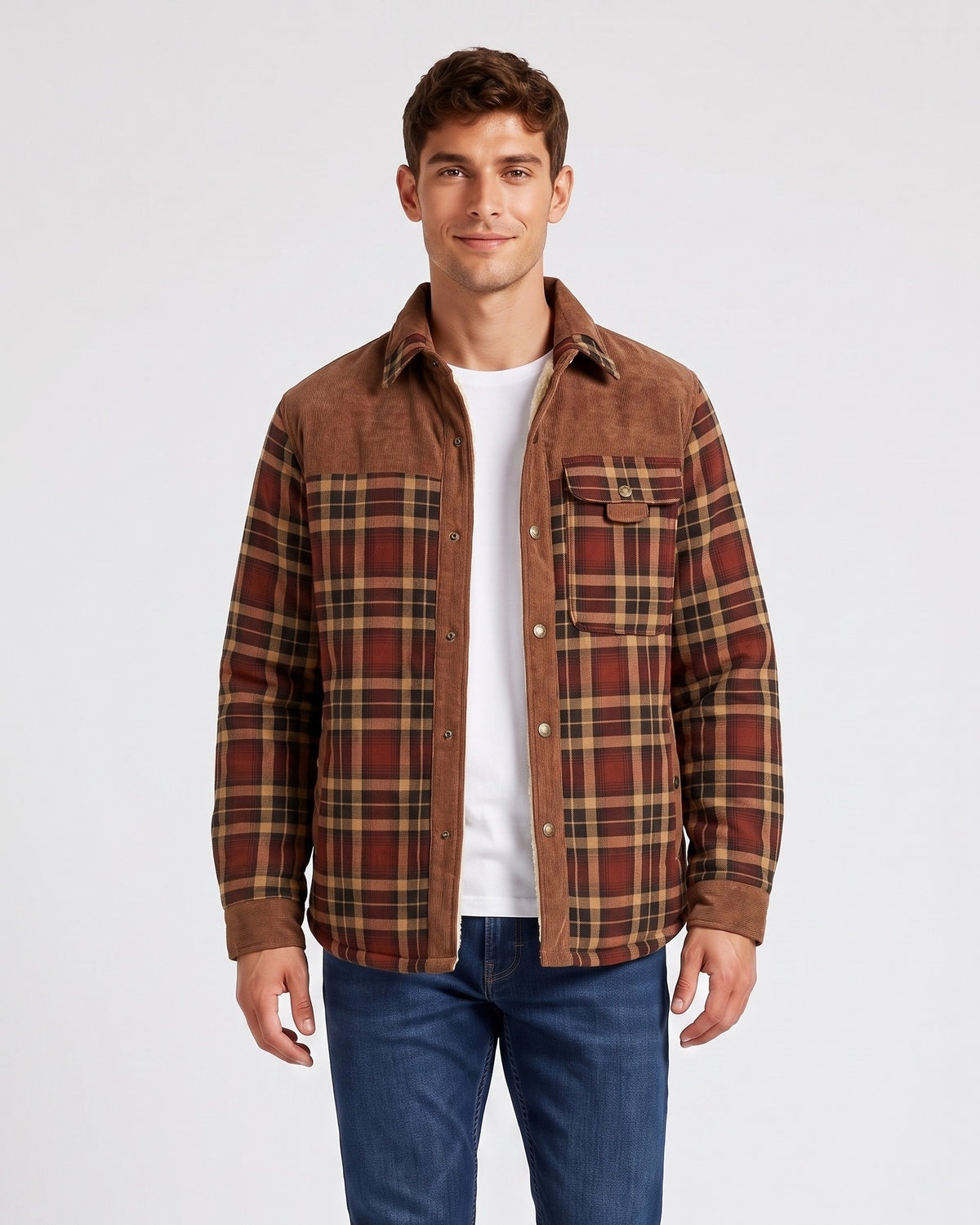 KZZ Men's Plaid Shirt Jacket