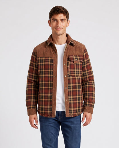 KZZ Men's Plaid Shirt Jacket