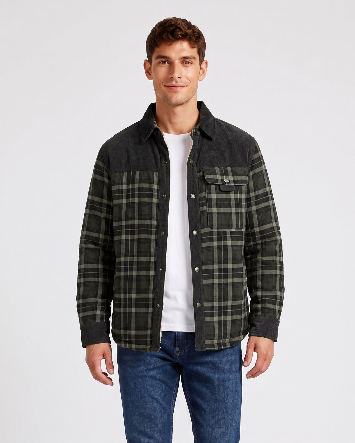 KZZ Men's Plaid Shirt Jacket
