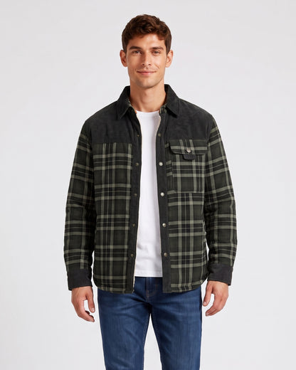 KZZ Men's Plaid Shirt Jacket